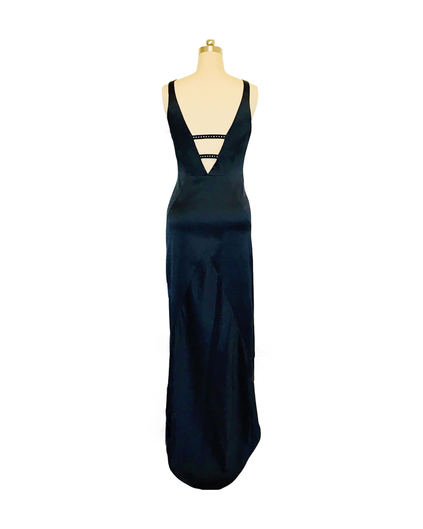 Black Diamonte Silk Satin Gown