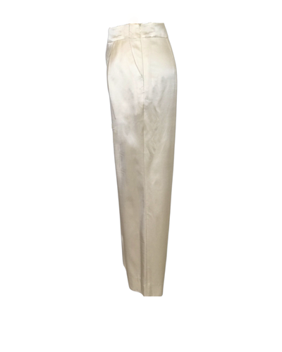 Ivory Silk Satin Wrap Pleat Culottes - ( 50 %OFF )