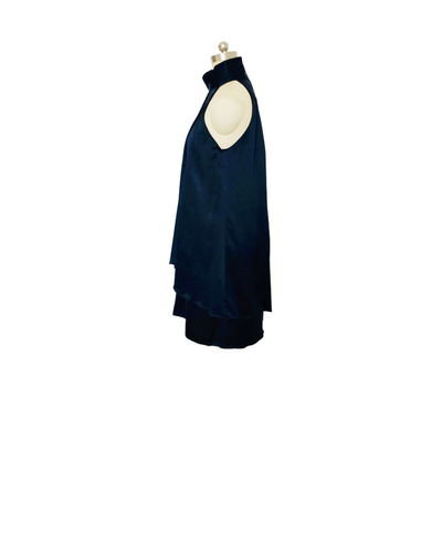 Black Silk Satin High Neck Dress - (50%OFF)