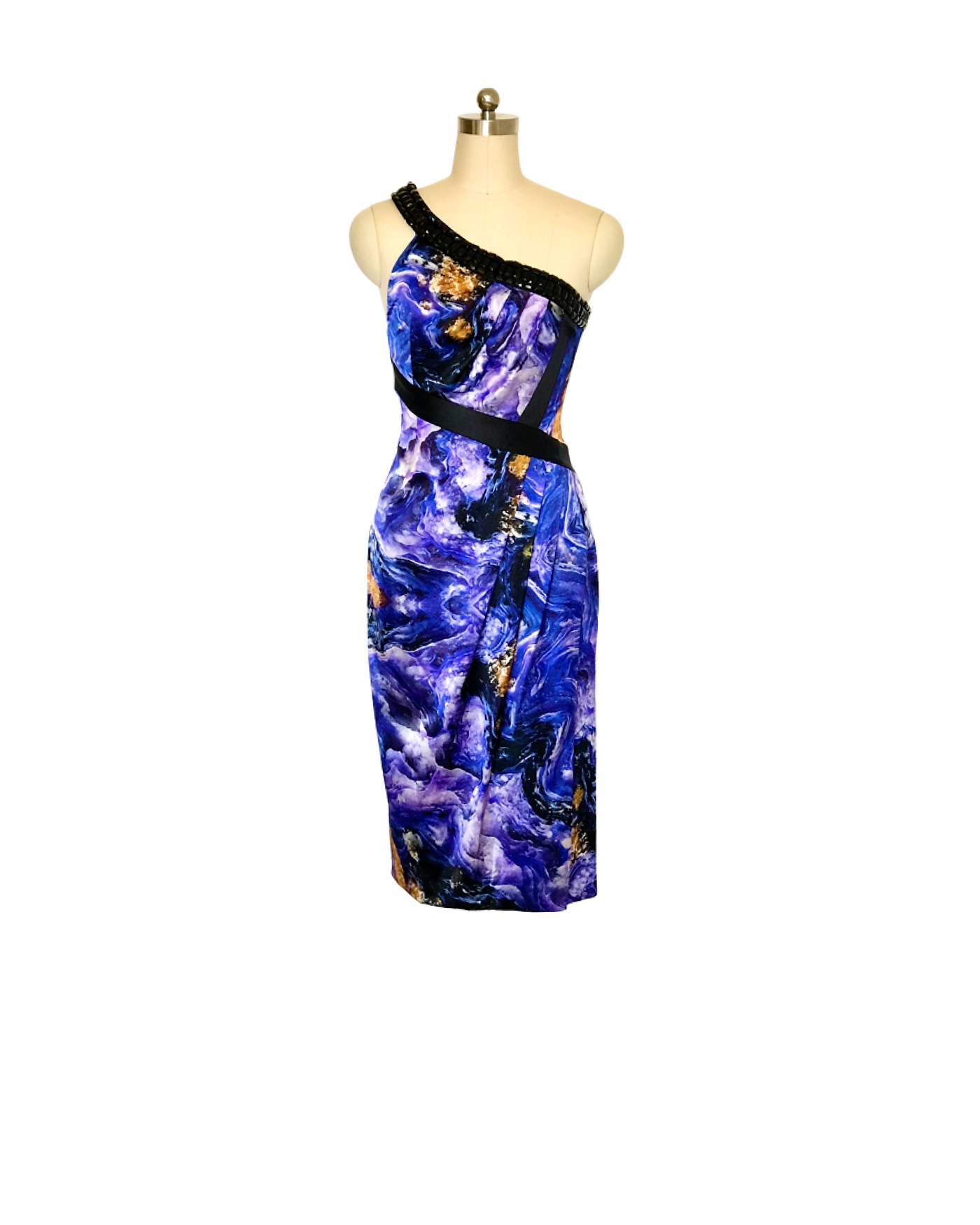 Violet Print Jewel one shoulder Dress - (50%OFF)