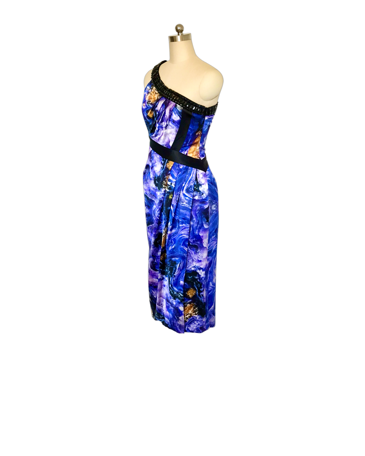 Violet Print Jewel one shoulder Dress - (50%OFF)