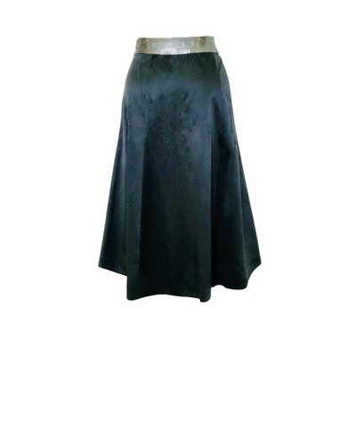 Black silk Satin High Low skirt