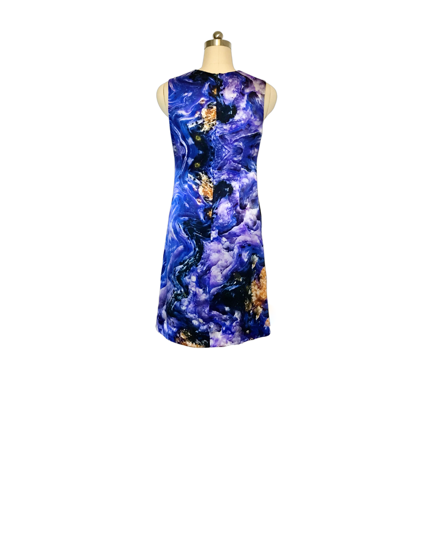 Violet Print Silk Satin Shift Dress - (50%OFF)