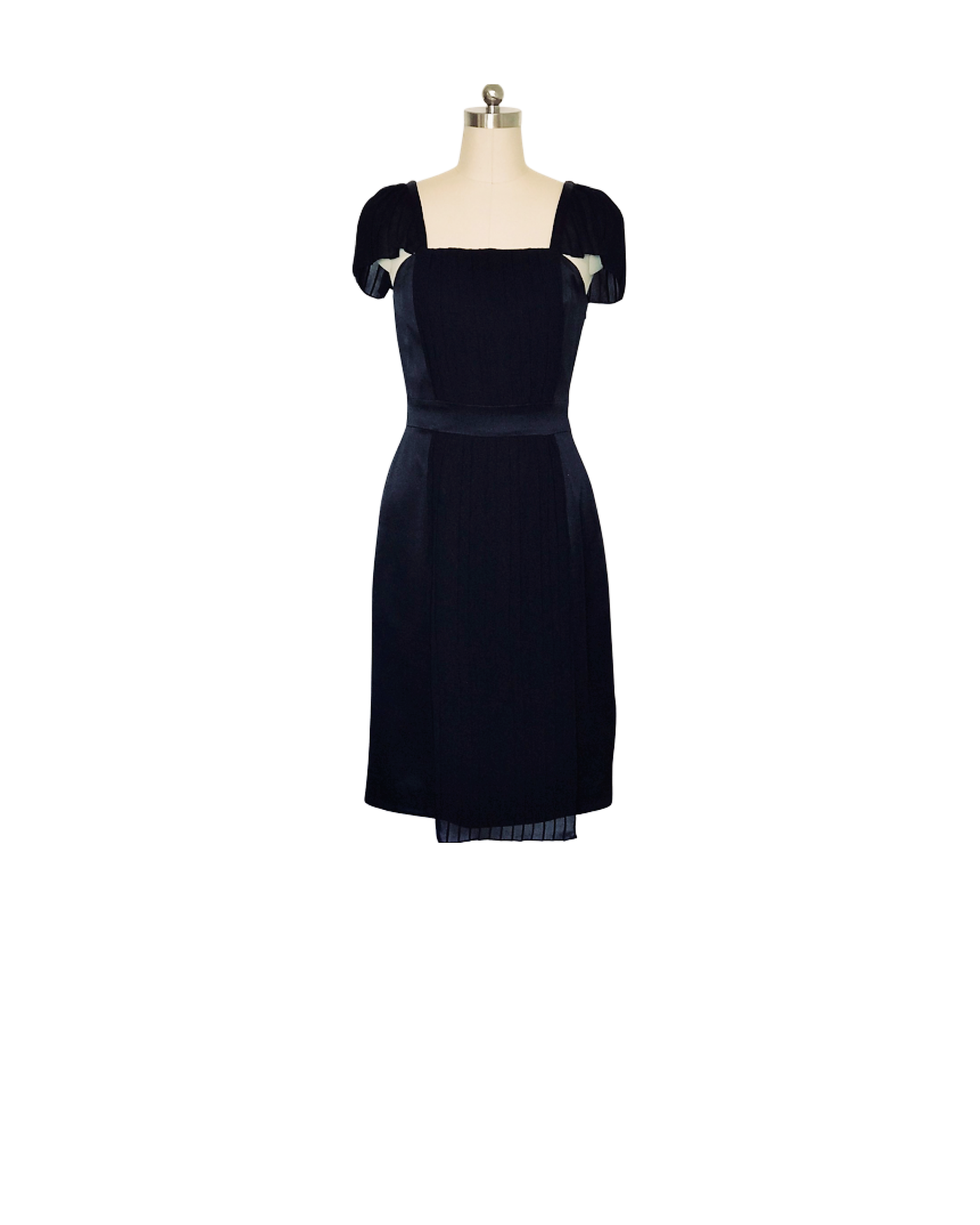 Black Pleated Cocktail Dress - (50%OFF)