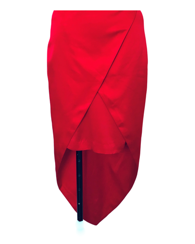 Crimson Silk Satin Strapless Layer Gown - (50%OFF)