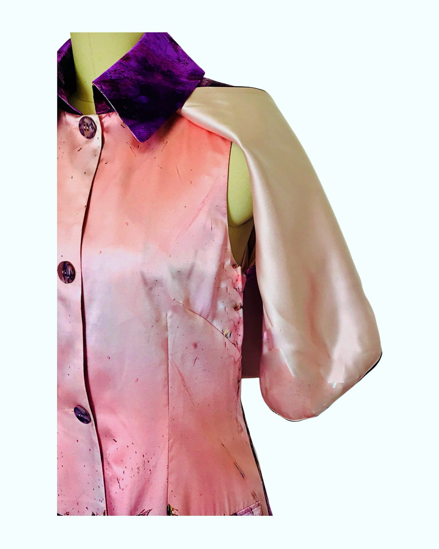 Pink Amethyst Print Silk Satin Cape Coat  - (50% OFF )