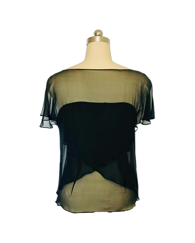 Black silk chiffon layer top - ( 50% OFF )