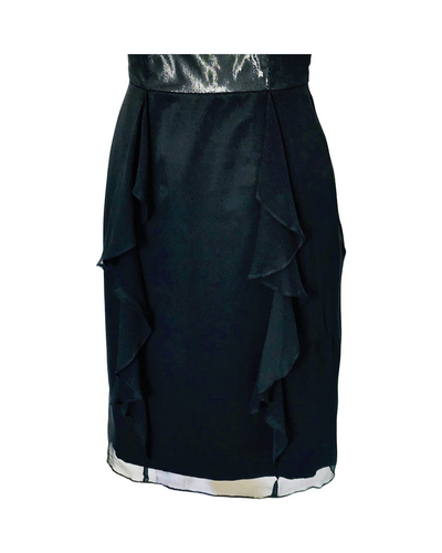 Black Silk Ruffle Cocktail Dress - (50%OFF)