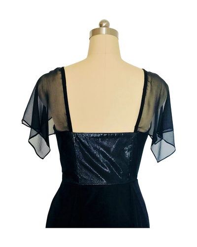 Black Silk Ruffle Cocktail Dress - (50%OFF)