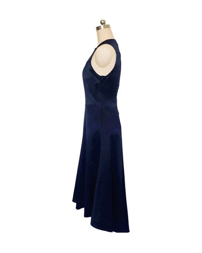Black Silk Satin and Organza Trim Dress - (50%OFF)