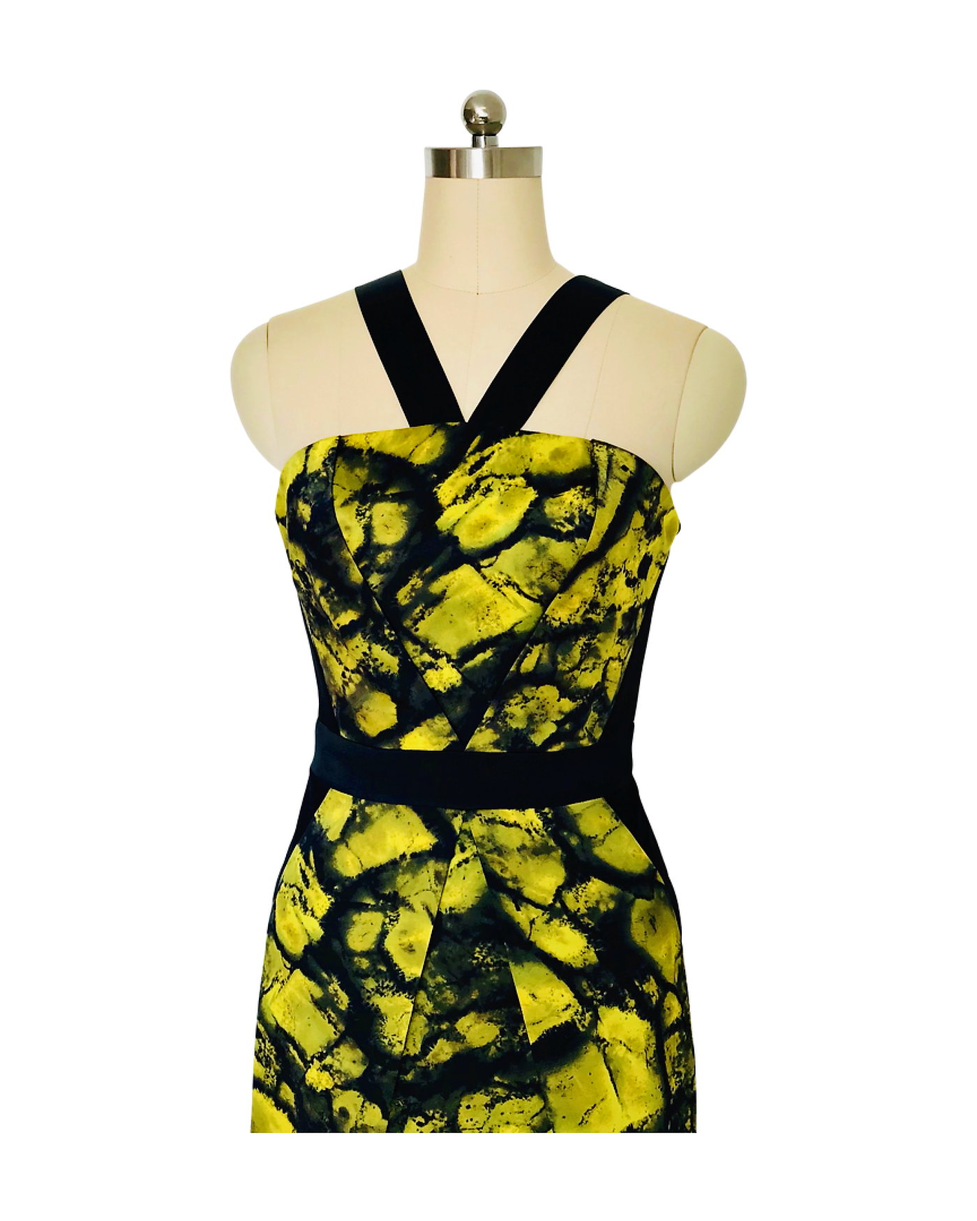 Citron Print Silk Satin Gown
