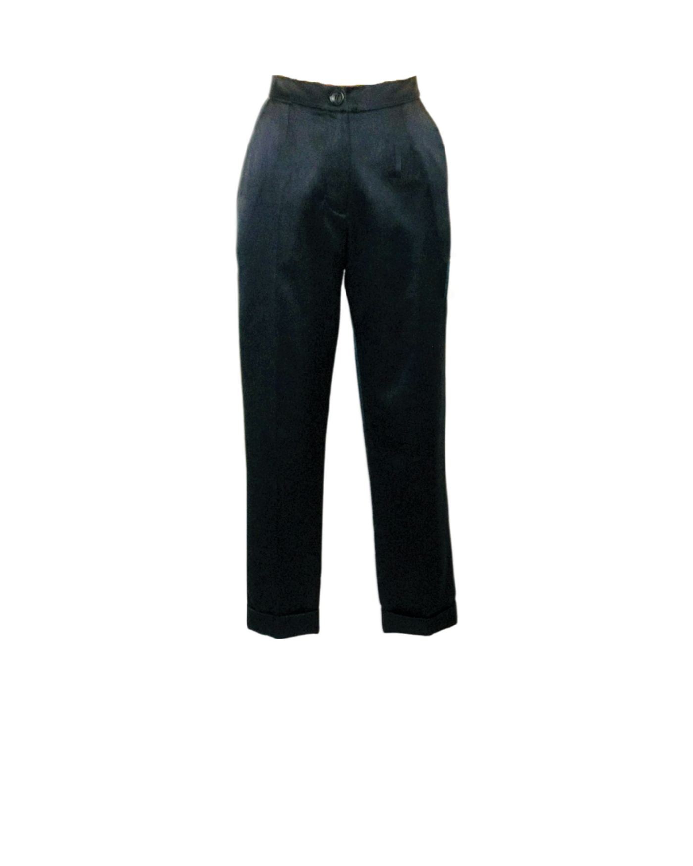 Black Satin Crop Cuff Pants - ( 50% OFF )