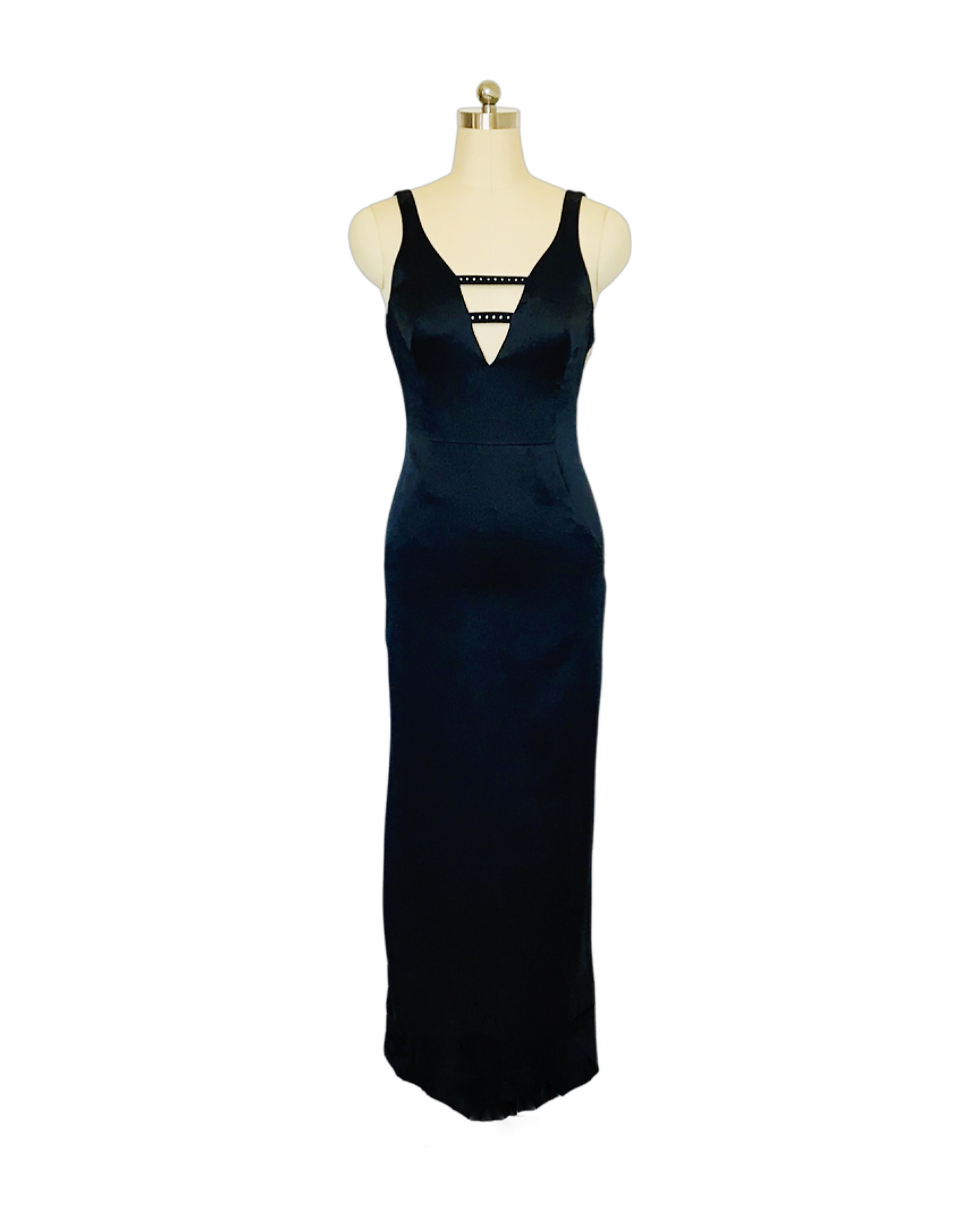 Black Diamonte Silk Satin Gown - (50%OFF)