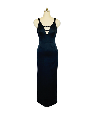 Black Diamonte Silk Satin Gown - (50%OFF)