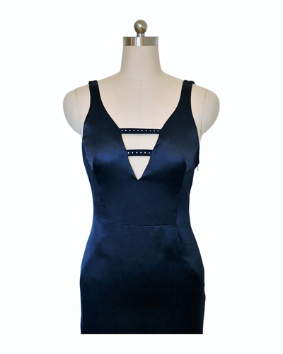Black Diamonte Silk Satin Gown - (50%OFF)