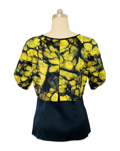 Citron Print Silk Satin Bolero with black Top - ( 50% OFF )