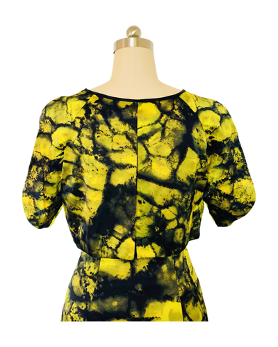 Citron Print Silk Satin Bolero with black Top - ( 50% OFF )