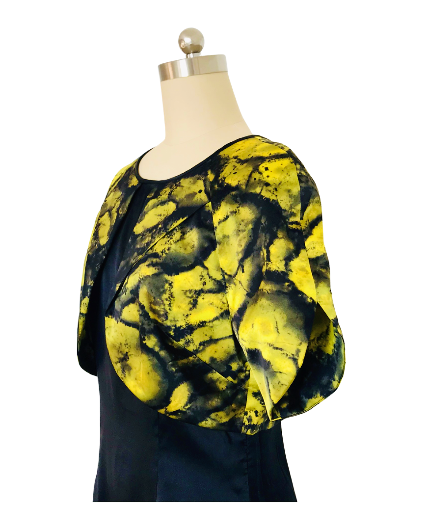 Citron Print Silk Satin Bolero with black Top - ( 50% OFF )