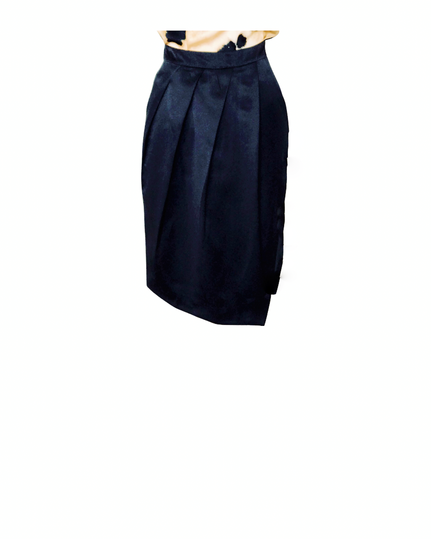 Black silk satin wrap Pleat Skirt - ( 50% OFF )