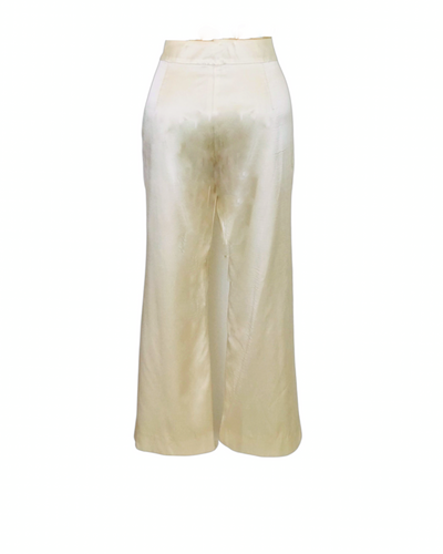 Ivory Silk Satin Wrap Pleat Culottes - ( 50 %OFF )