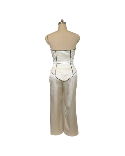Ivory Silk Satin Wrap Pleat Culottes - ( 50 %OFF )