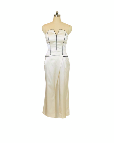Ivory Silk Satin Wrap Pleat Culottes - ( 50 %OFF )
