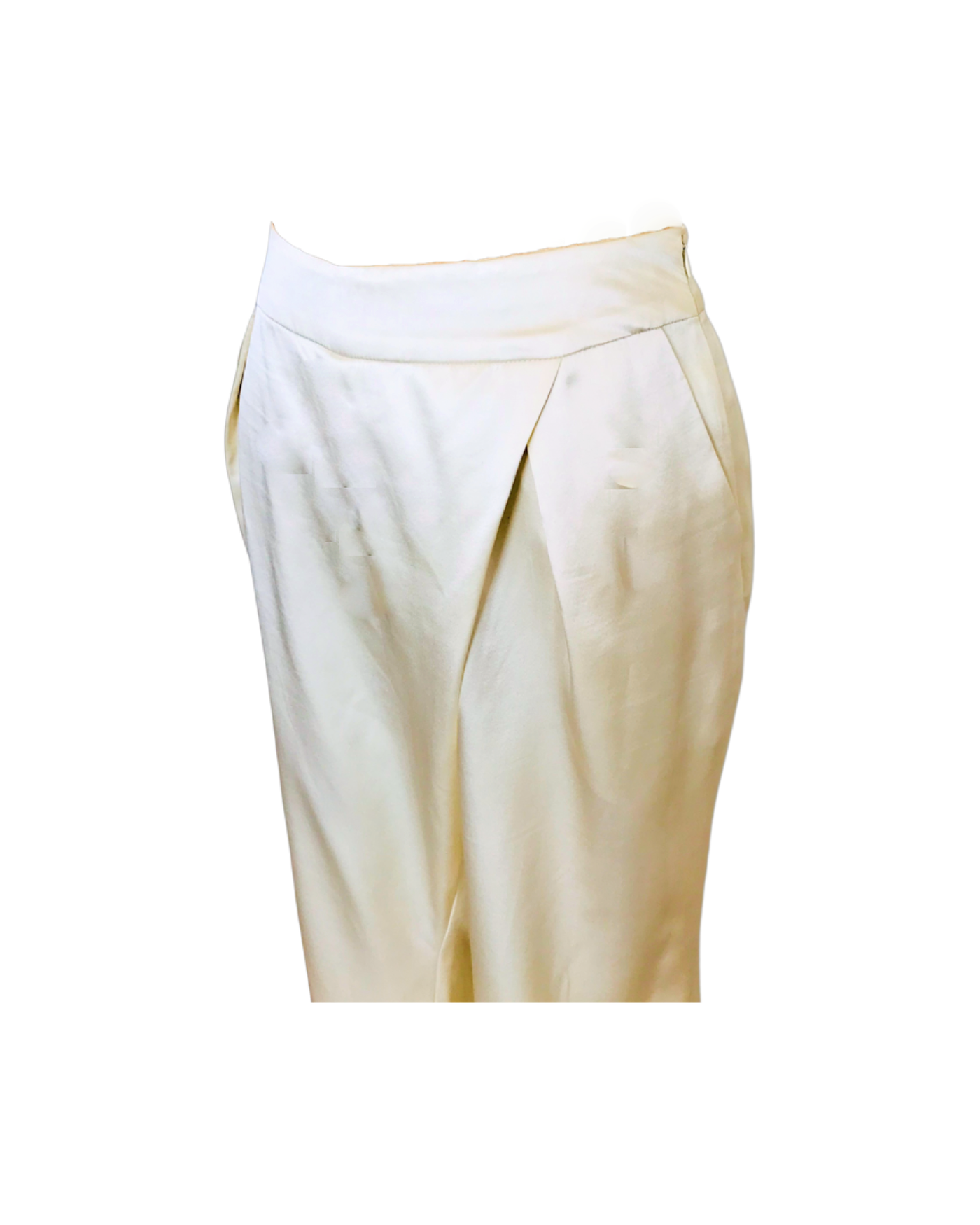 Ivory Silk Satin Wrap Pleat Culottes - ( 50 %OFF )
