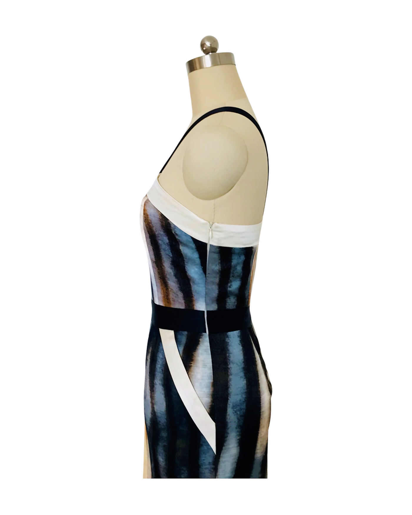 Fossil Print Silk Contrast Band dress - (50%OFF)