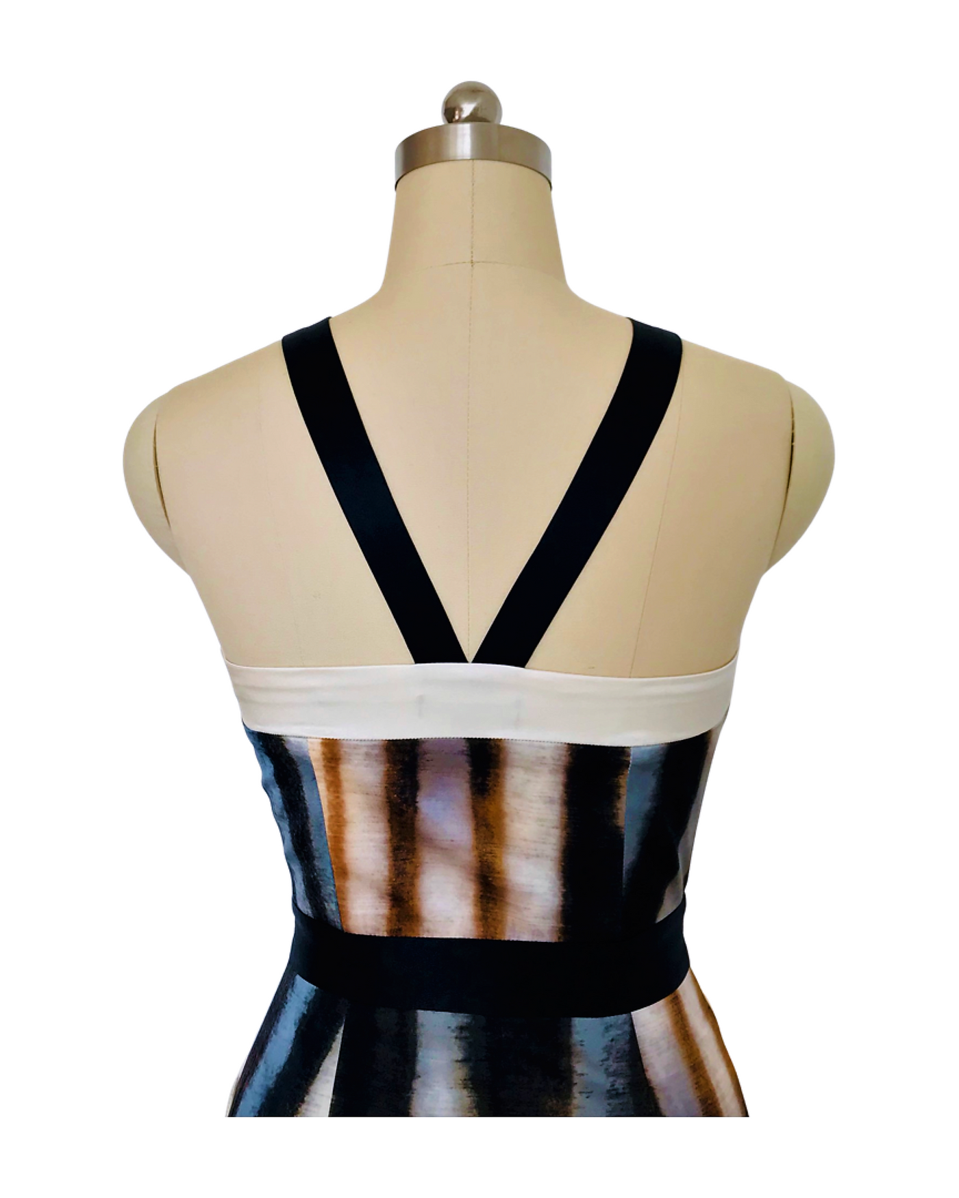 Fossil Print Silk Contrast Band dress - (50%OFF)