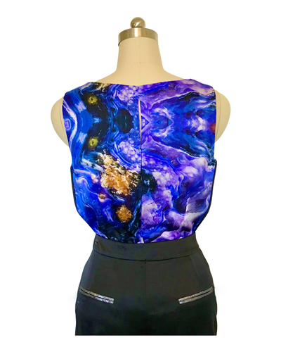 Violet print Silk Satin Tank top - ( 50% OFF )