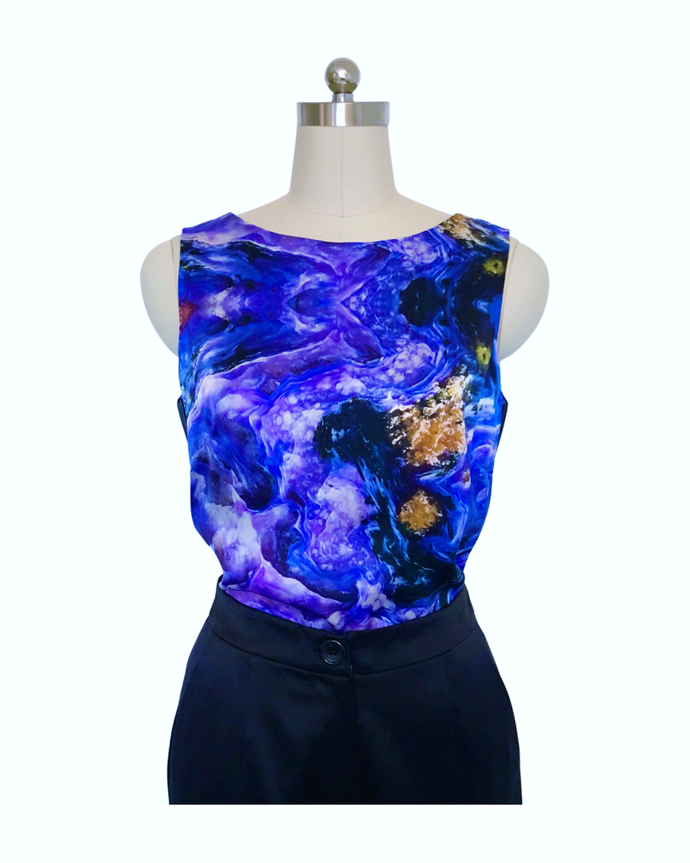 Violet print Silk Satin Tank top - ( 50% OFF )