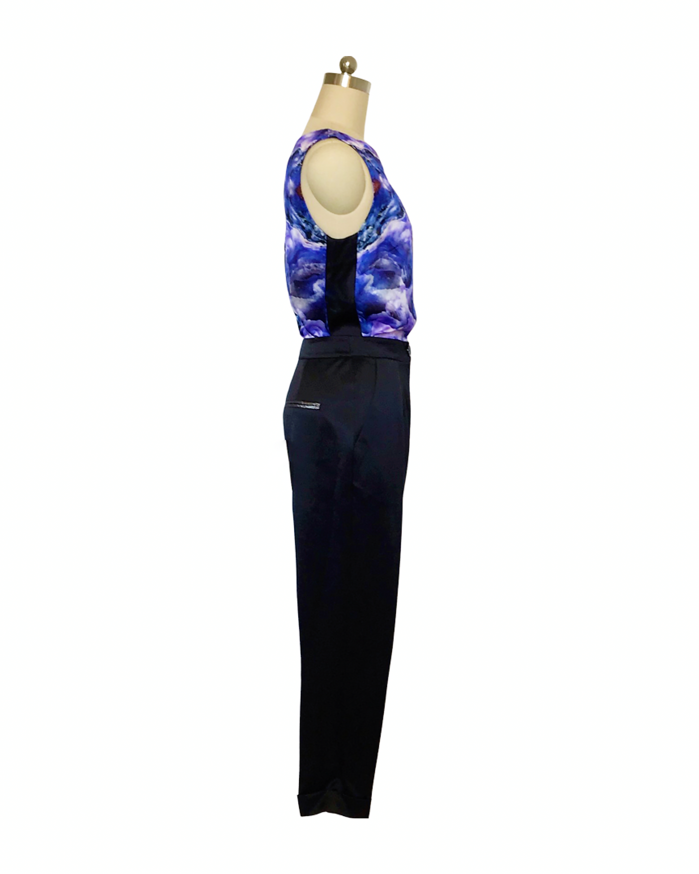 Violet print Silk Satin Tank top - ( 50% OFF )