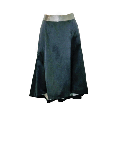 Black silk Satin High Low skirt - ( 50% OFF )