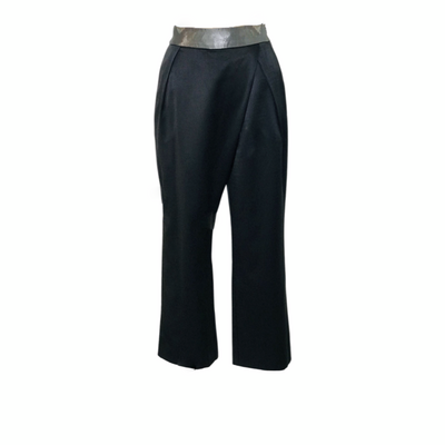 Black silk satin Wrap Pleat Culottes - ( 50%OFF )