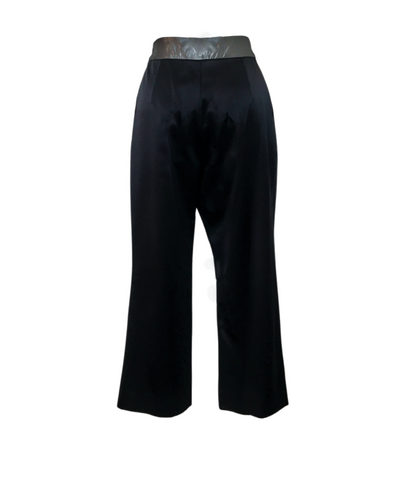 Black silk satin Wrap Pleat Culottes - ( 50%OFF )