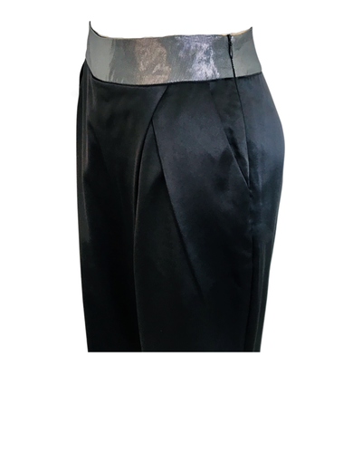 Black silk satin Wrap Pleat Culottes - ( 50%OFF )