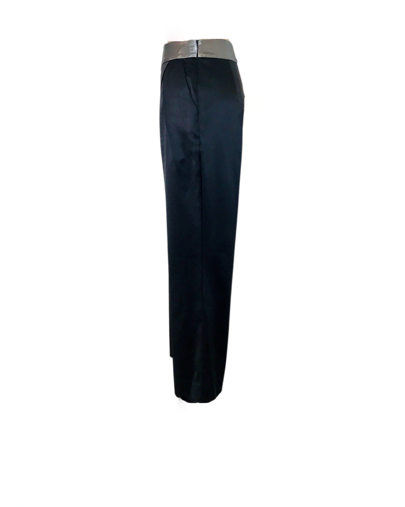 Black silk satin Wrap Pleat Culottes - ( 50%OFF )