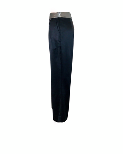 Black silk satin Wrap Pleat Culottes - ( 50%OFF )