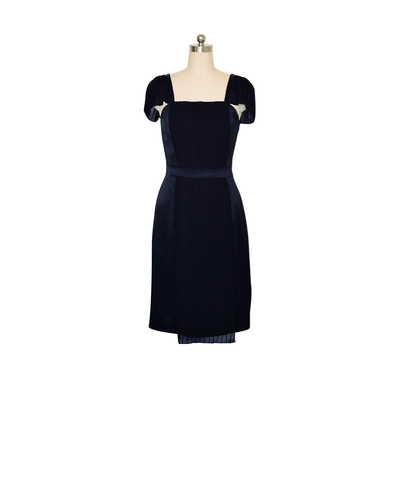 Black Pleated Cocktail Dress - (50%OFF)