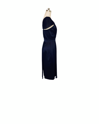 Black Pleated Cocktail Dress - (50%OFF)