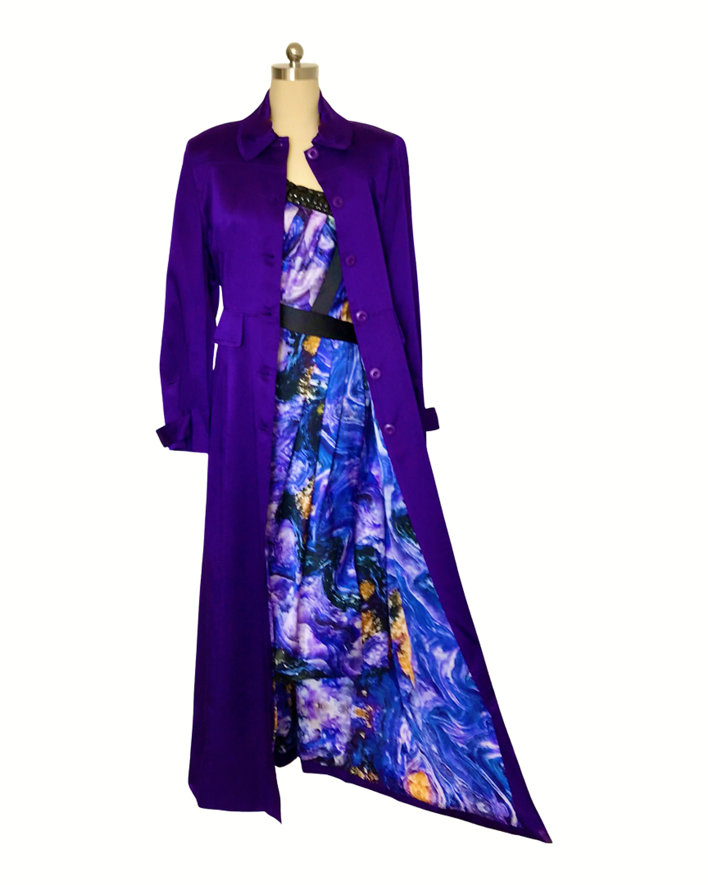 Violet Silk Satin Opera Coat - (50% OFF )