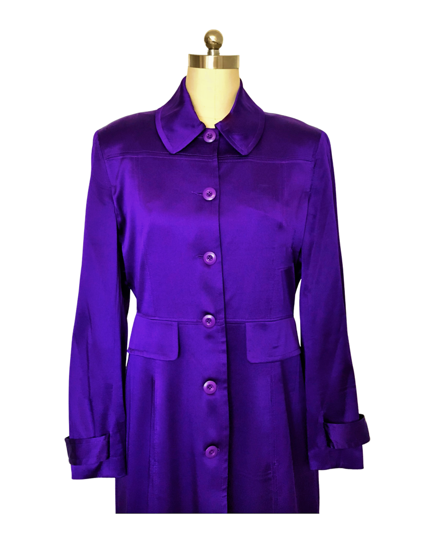 Violet Silk Satin Opera Coat - (50% OFF )
