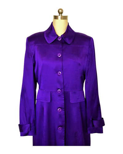 Violet Silk Satin Opera Coat - (50% OFF )