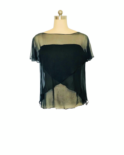 Black silk chiffon layer top - ( 50% OFF )