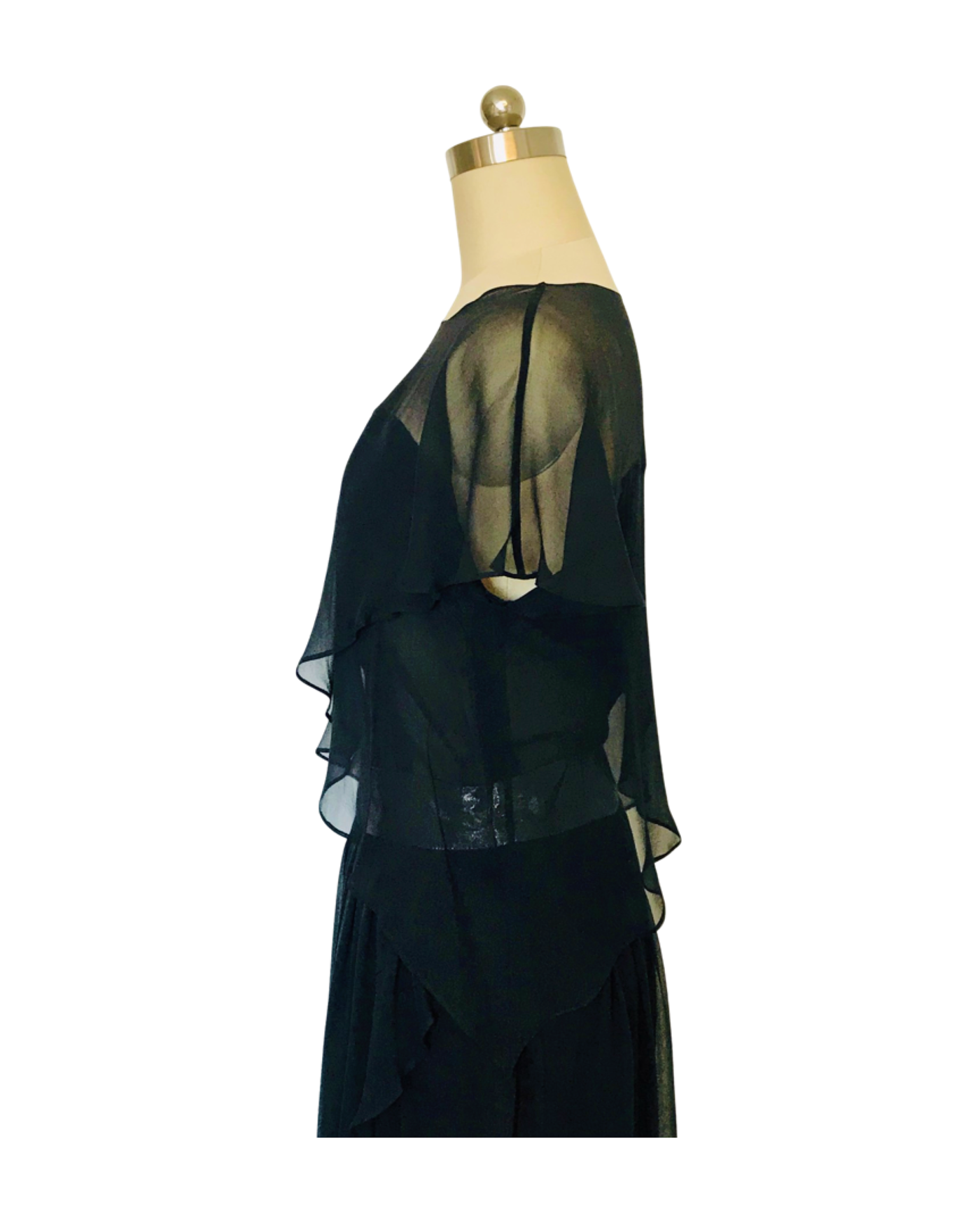 Black silk chiffon layer top - ( 50% OFF )