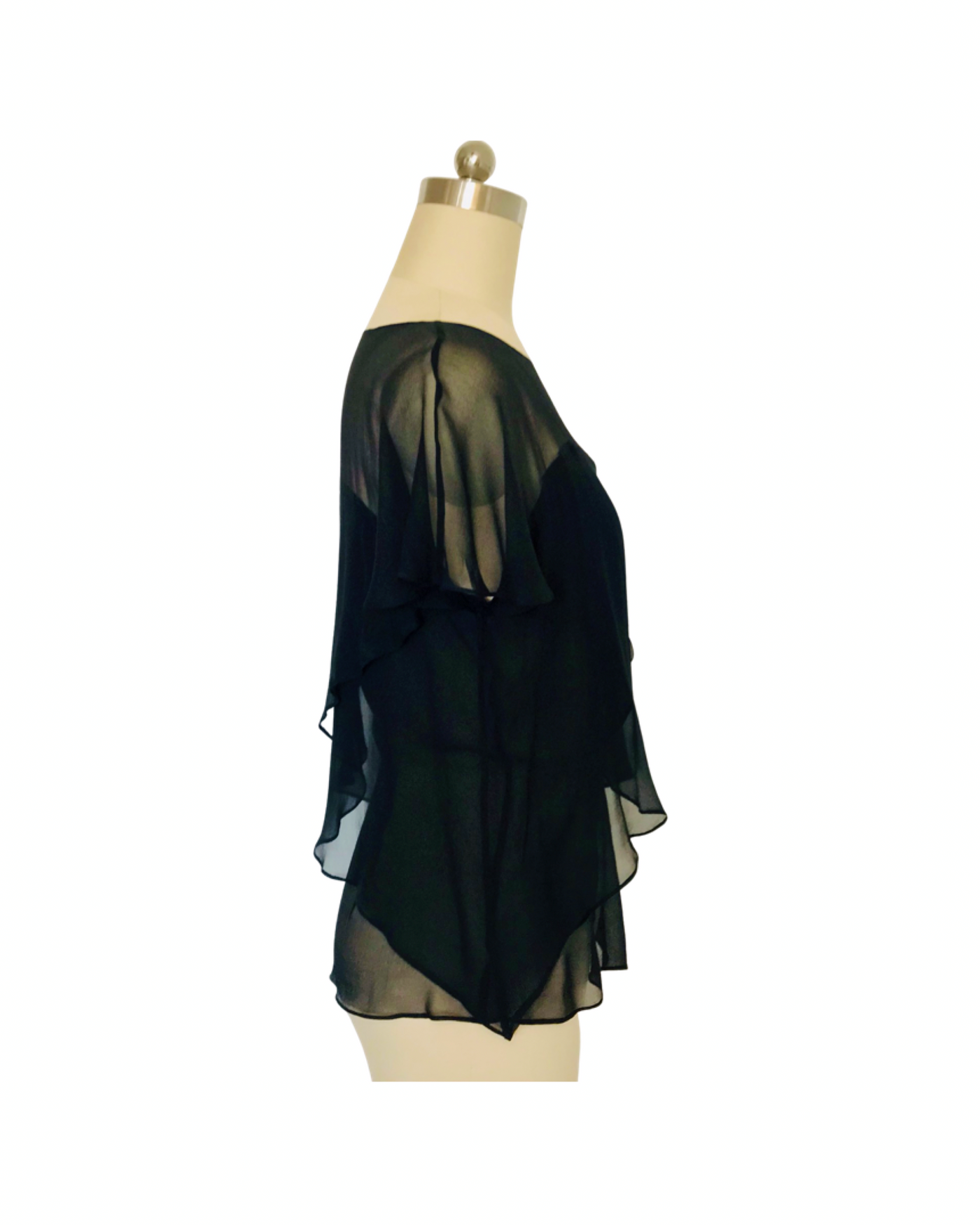 Black silk chiffon layer top - ( 50% OFF )