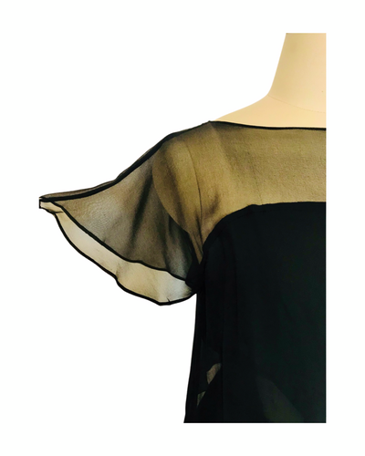 Black silk chiffon layer top - ( 50% OFF )