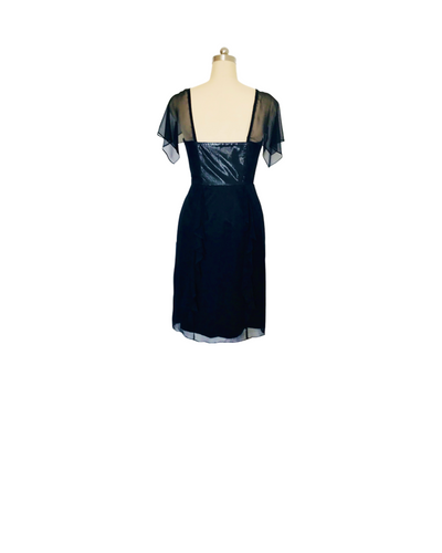 Black Silk Ruffle Cocktail Dress - (50%OFF)