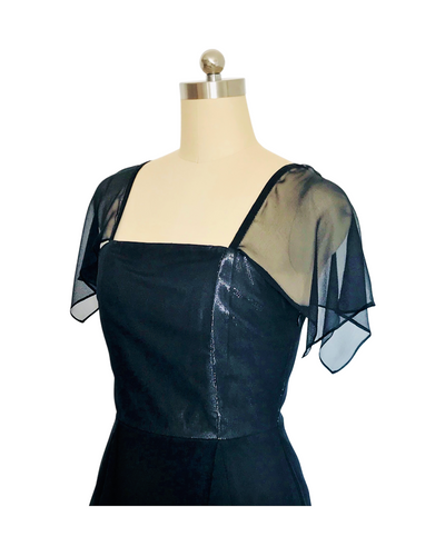 Black Silk Ruffle Cocktail Dress - (50%OFF)