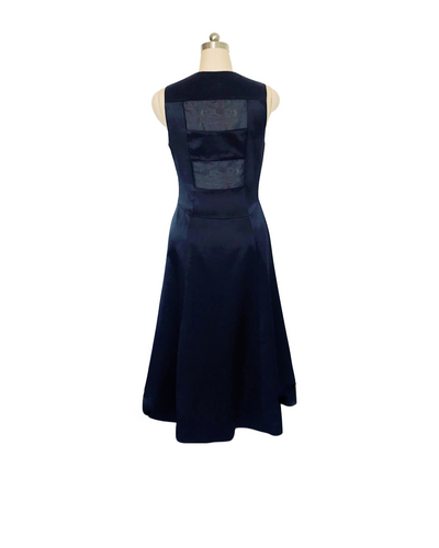 Black Silk Satin and Organza Trim Dress - (50%OFF)